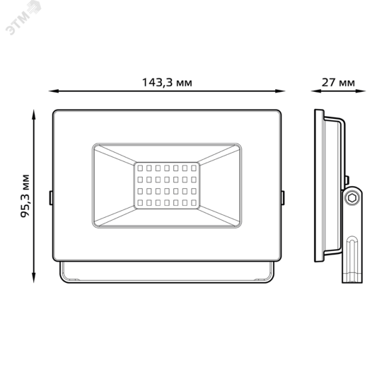 Фото №6 Прожектор светодиодный ДО-30 Вт 2690 Лм 3000К IP65 200-240 В черный LED Elementary Gauss (613527130)