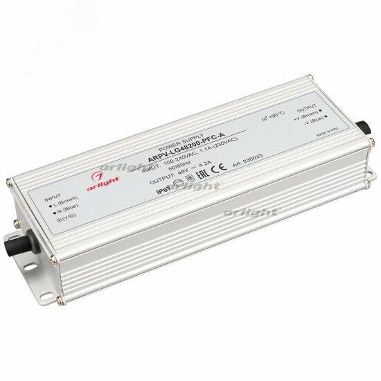 Фото №2 Блок питания ARPV-LG48200-PFC-A (48V, 4.2A, 200W) (ARL, IP67 Металл, 5 лет) (030033)