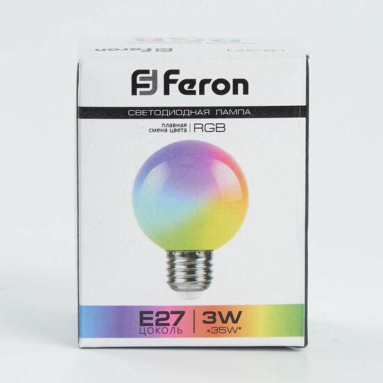 Фото №5 Лампа светодиодная LED 3вт Е27 RGB плавная смена цвета шар G60 (LB-371)