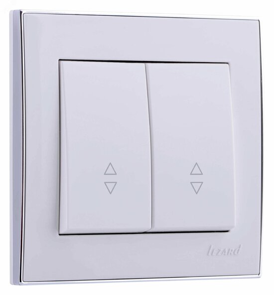 Фото №2 RAIN Выключатель проходной двойной белая с боковойвставкой хром (703-0225-106)