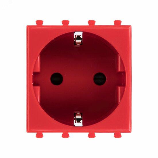 Фото №2 Avanti Розетка ''Красный квадрат'', 2P+E, с защитными шторками, 2 модульная (4401002)