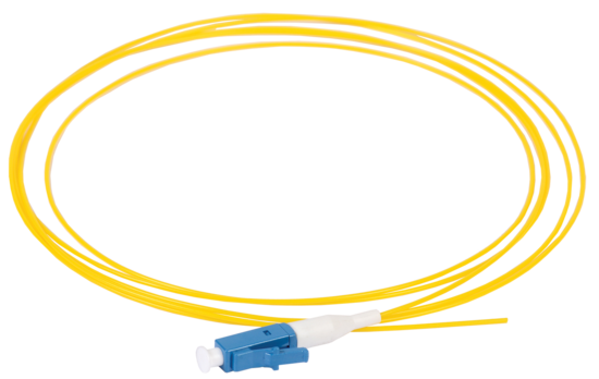 Фото №2 Шнур оптический коммутационный монтажный (Пигтеил) для одномодового кабеля (SM) 9/125 (OS2) LC/UPC LSZH 1,5м (FPT09-LCU-C1L-1M5)