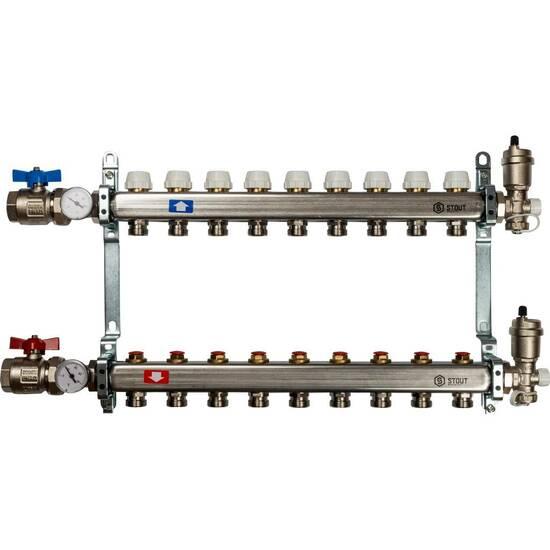 Фото №2 Коллектор STOUT из нержавеющей стали в сборе без  расходомеров 9 выходов (SMS 0912 000009)