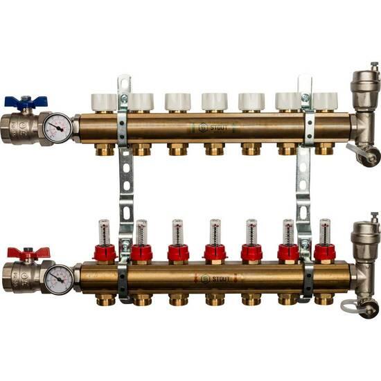 Фото №2 Коллекторная группа латунная 1' на 7 выходов со встроенными расходомерами (SMB 0473 000007)