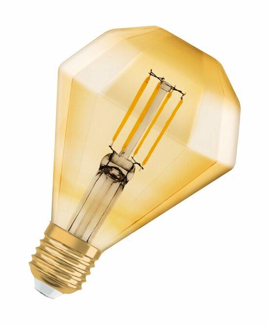 Фото №2 Лампа светодиодная LED 4,5W Е27 Vintage 1906 CL DIAMOND,филамент,GOLD (замена 40Вт)золотистая,теплый Osram (4058075091955)