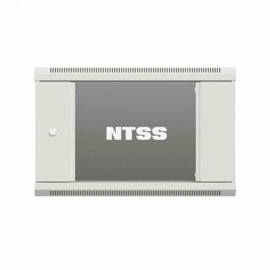 Фото №4 Шкаф настенный телекоммуникационный NTSS W 9U 600х600х500мм, 2 профиля 19, дверь стеклянная, боковые стенки съемные, задняя стенка, разобранный, серый RAL 7035 (NTSS-W9U6060GS)