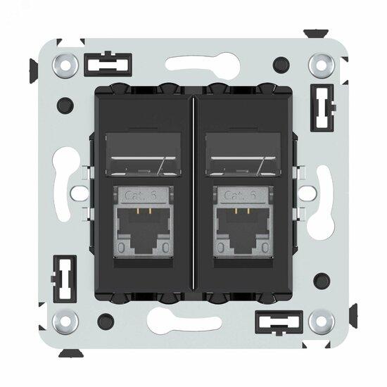 Фото №2 Компьютерная розетка RJ-45 в стену, кат.6 экранированная двойная,''Avanti'', ''Черный матовый'' (4412394)