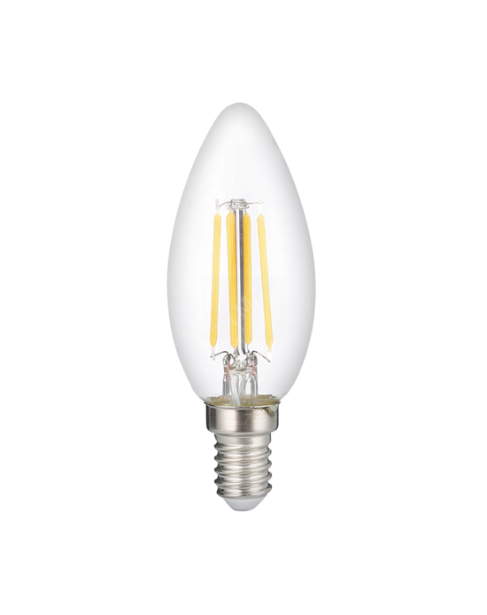 Фото №2 Лампа сетодиодная декоративная LED 6w E14 4000K свеча прозрачная филамент 230/50 Jazzway (5020511)