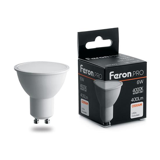 Фото №2 Лампа светодиодная LED 6вт 230в GU10 белый Feron.PRO (LB-1606)