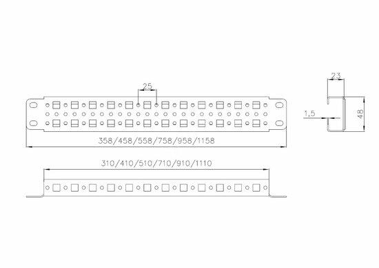 Фото №2 Профиль монтажный 23х48 для шкафов EMS ширина/глубина 500 мм (EMS-PRM-48.23.500)