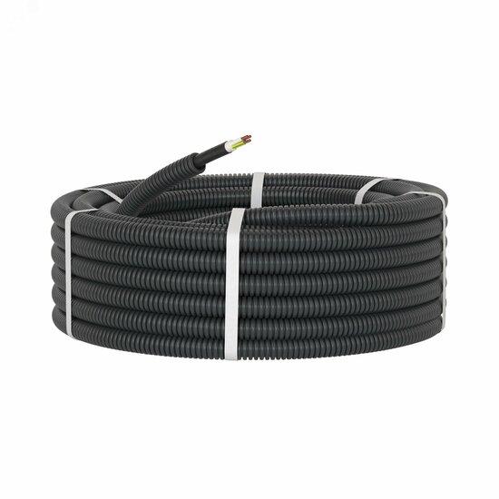 Фото №3 Труба ПНД гибкая гофрированная д.16мм с кабелем ГОСТ+ ВВГнгLS 3х1.5(100м) черная (7L716100)