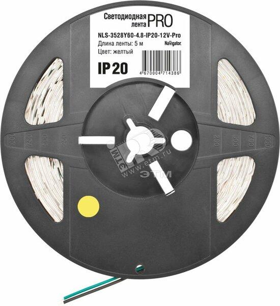Фото №2 Лента светодиодная LEDх60/м 5м 4.8w/m 12в.Pro желтый (71438 NLS-PRO)