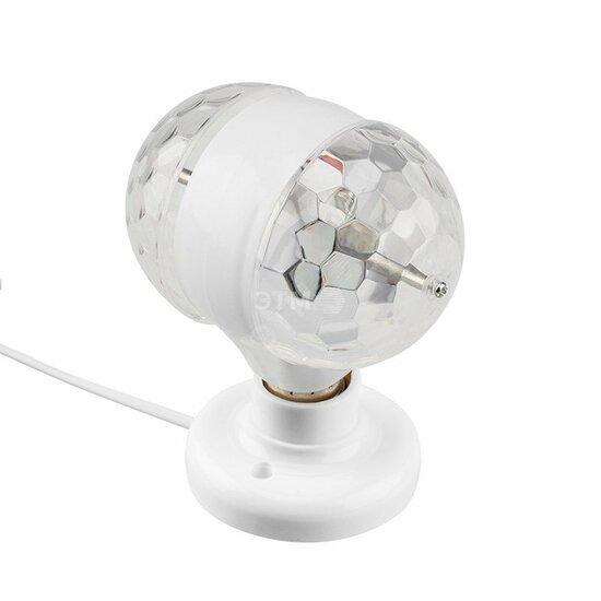 Фото №2 Диско-лампа домашняя светодиодная двойная Е27, подставка с цоколем Е27 в комплекте, 230 В (601-250)