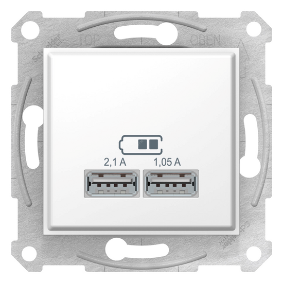 Фото №2 Sedna USB Розетка механизм 2x1,05А белый (SDN2710221)