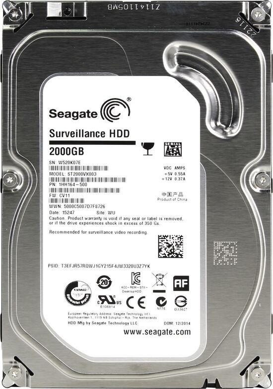 Фото №2 Жесткий диск 2Tb Seagate by Hikvision Surveillanc 3.5'', SATAIII, 5900 об/мин, 64 МБ  (ST2000VX003)