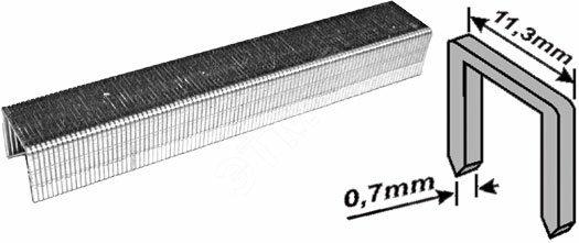 Фото №2 Скобы для степлера закалённые усиленные Профи 11.3 мм х 0.7 мм (узкие тип 53) 14 мм, 1000 шт (31334)