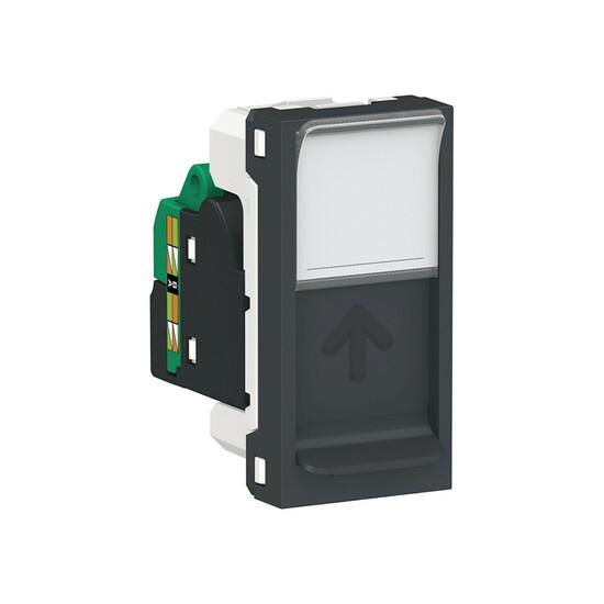 Фото №2 Розетка UNICA MODULAR компьютерная RJ45 одиночная категория 5е UTP 1 модуль антрацит (NU341054)