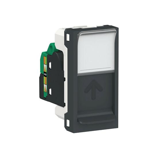 Фото №3 Розетка UNICA MODULAR компьютерная RJ45 одиночная категория 5е UTP 1 модуль антрацит (NU341054)