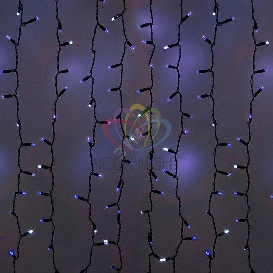 Фото №2 Гирлянда профессиональная Светодиодный Дождь 2х1.5м эффект мерцания черный провод 220В синий (235-233)