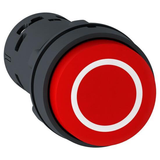 Фото №4 Кнопка 22мм красная выступающая толкатель с маркировкой О (XB7NL4532)