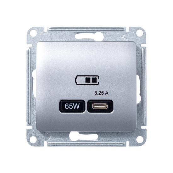 Фото №3 GLOSSA USB РОЗЕТКА тип-C 65W высокоскор.заряд. QC, PD, механизм, АЛЮМИНИЙ (GSL000327)