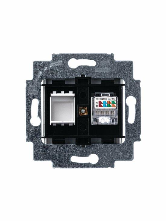 Фото №6 Розетка информационная ABB Levit RJ45 категория 5e и заглушка серый (5014H-A51017 16W)