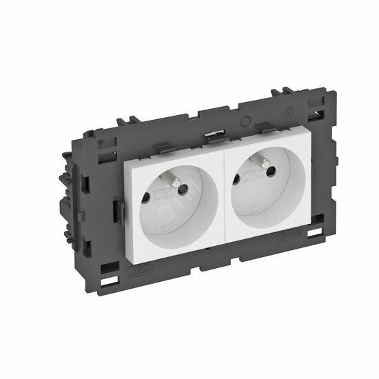 Фото №2 Розетка двойная 0° Modul45connect франц. стандарт, 250 В, 16A (оранжевый) (STD-F0C8 ROR2)