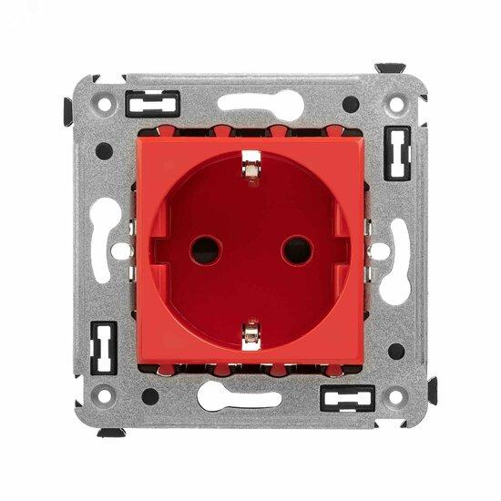 Фото №2 Avanti Розетка в стену, 2P+E, с защитными шторками, ''Красный квадрат'' (4401003)