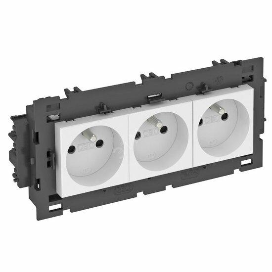 Фото №2 Розетка тройная 0° Modul45connect франц. стандарт, 250 В, 16A (черный) (STD-F0C8 SWGR3)