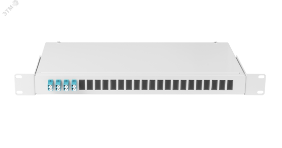 Фото №2 Кросс оптический NIKOMAX 19, 1U, укомплектованныйна 8 портов LC/UPC(4 двойных LC/UPC адаптера), SM 9/125 OS2, стальной, серый, в комплекте: адаптеры,монтажные шнуры 1м, сплайс-кассета с крышкой, гильзы, заглушки NMF-RP08LCUS2-WS-ES-1U-GY (NMF-RP08LCUS2-WS-ES-1U-GY)