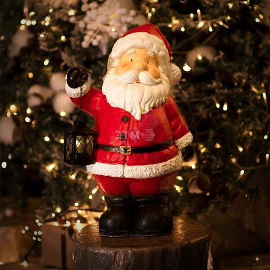 Фото №2 Керамическая домашняя фигурка Дед Мороз с фонарем 29х21х46.5 см (505-014)