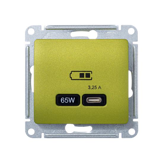 Фото №3 GLOSSA USB РОЗЕТКА тип-C 65W высокоскор.заряд. QC, PD, механизм, ФИСТАШКОВЫЙ (GSL001027)