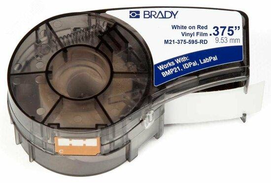 Фото №2 BRADY M21-375-580-RD лента 9.53mm/6.4m бел на крас (brd142810)