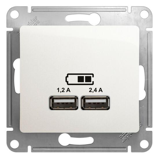 Фото №2 GLOSSA USB РОЗЕТКА A+С, 5В/2,4А, 2х5В/1,2 А, механизм, ПЕРЛАМУТР (GSL000639)