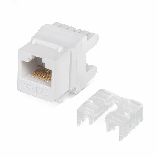 Фото №2 Вставка Keystone Jack RJ-45(8P8C), 180 градусов, категория 6A, Dual IDC (110&Krone type), белая (KJ-RJ45-Cat.6A-180)