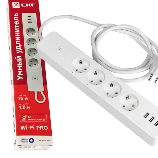 Фото №3 Умный удлинитель EKF Connect PRO Wi-Fi c USB (RCE-2-WF)