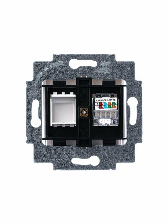 Фото №4 Розетка информационная ABB Levit RJ45 категория 5e и заглушка белый (5014H-A51017 03W)