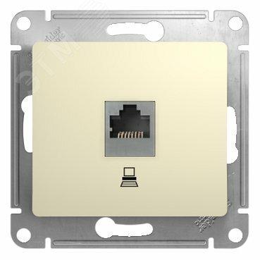Фото №4 GLOSSA Розетка компьютерная RJ45 категория 5е в рамку бежевая (GSL000281K)