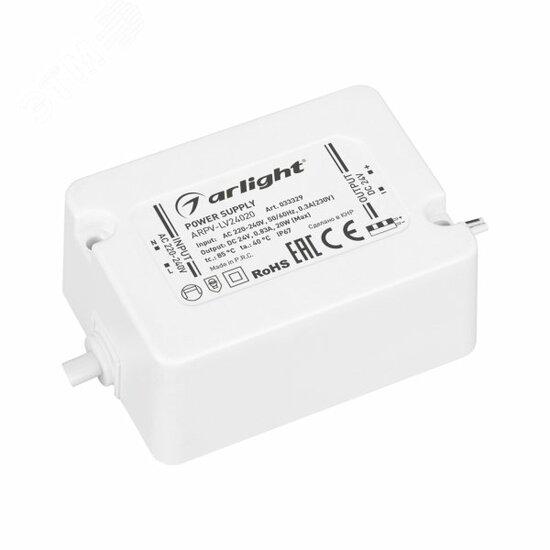 Фото №2 Блок питания ARPV-LV24020 (24V, 0.83A, 20W) (Arlight, IP67 Пластик, 3 года) (033329)