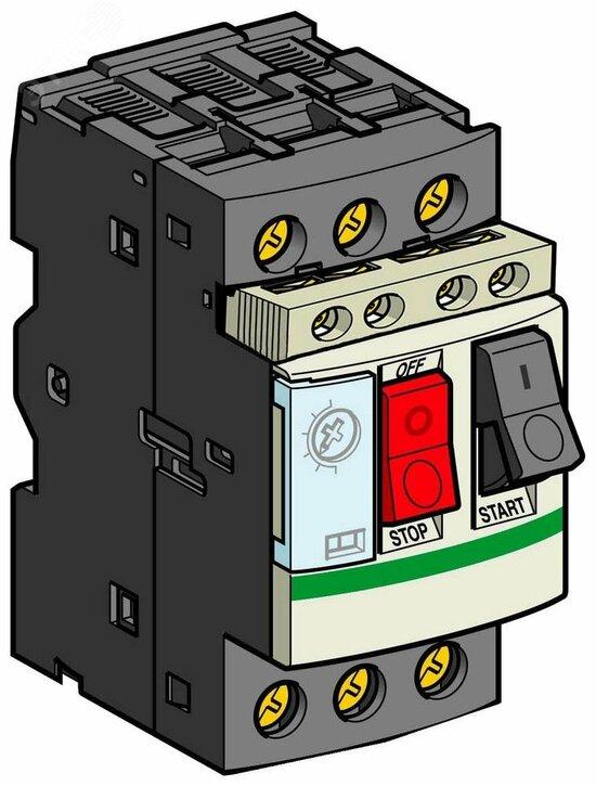 Фото №6 Выключатель автоматический для защиты электродвигателей 0.63-1А с комбинированным расцепителем встроенный контактный блок (GV2ME05AE11TQ)