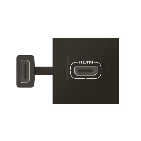 Фото №2 Розетка HDMI Mosaic 2 модуля - со шнуром - матовая черная