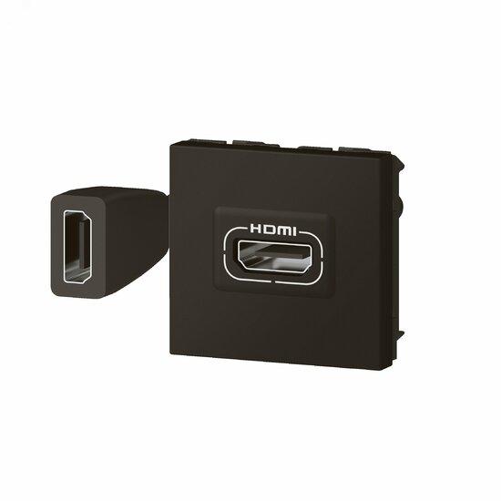 Фото №3 Розетка HDMI Mosaic 2 модуля - со шнуром - матовая черная