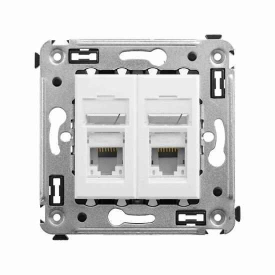 Фото №2 Avanti Компьютерная розетка RJ-45 в стену, кат.6А двойная Белое облако (4400374)