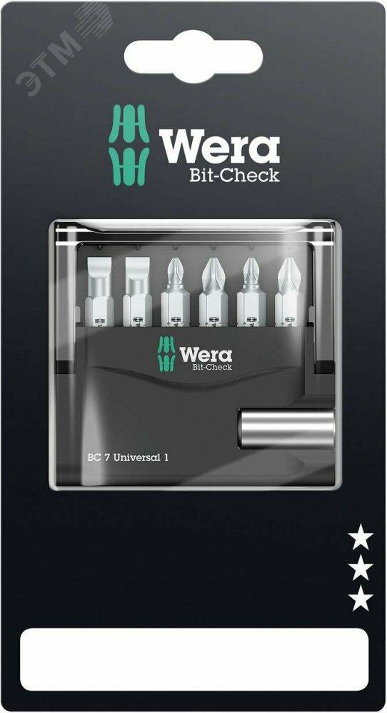 Фото №2 Набор бит с битодержателем Bit-Check 7 Universal 1 SB универсальное применение 7 предметов с держателем-еврослот (WE-073406)