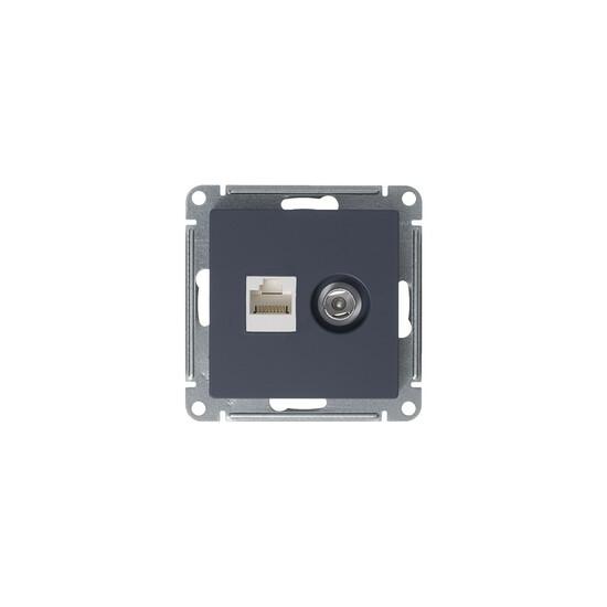 Фото №5 Розетка ATLASDESIGN двойная компьютерная+ТВ RJ45+TV категория 5E механизм грифель (ATN000789)