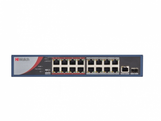 Фото №2 Коммутатор неуправляемый сетевой 16 портов RJ45, 1хUplink, 2хSFP DS-S1816GP (DS-S1816GP)