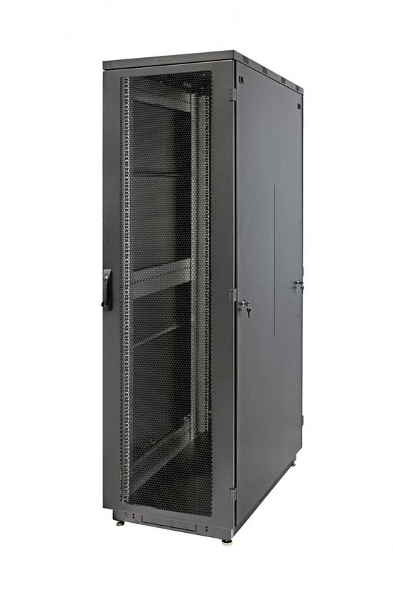 Фото №2 Шкаф Racknet S3000 42U 600 ? 800, передняя дверь перфорированная одностворчатая, задняя дверь перфорированная одностворчатая, черный (60F-42-68-34BL)