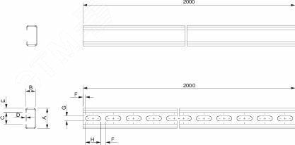 Фото №9 Профиль С-40 перфорированный 2000мм симметричный (NSYCNT40)