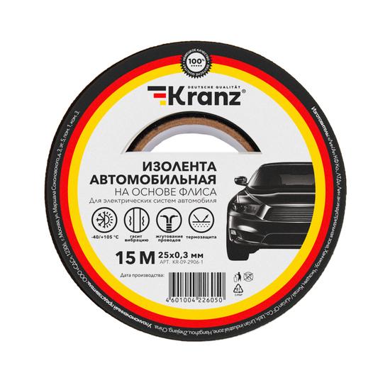 Фото №2 Изолента автомобильная KRANZ флис, 0.3х25 мм, 15 м (etmKR-09-2906-1)