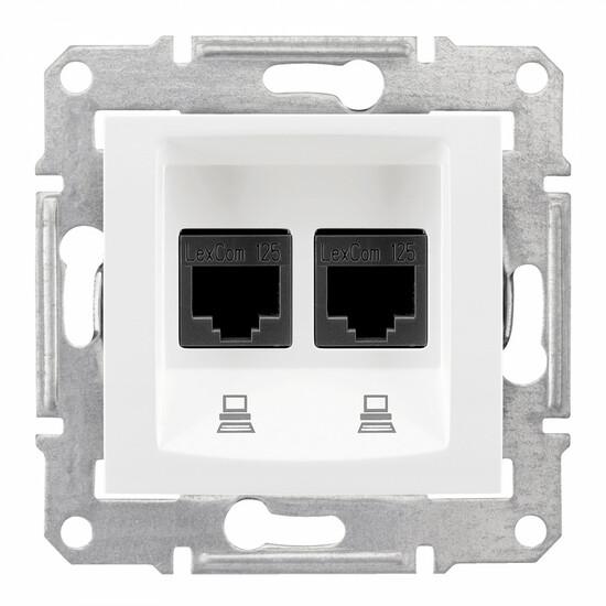 Фото №3 Sedna Розетка двойная компьютерная RJ45 категория 5е экранированная в рамку белый (SDN4600121)